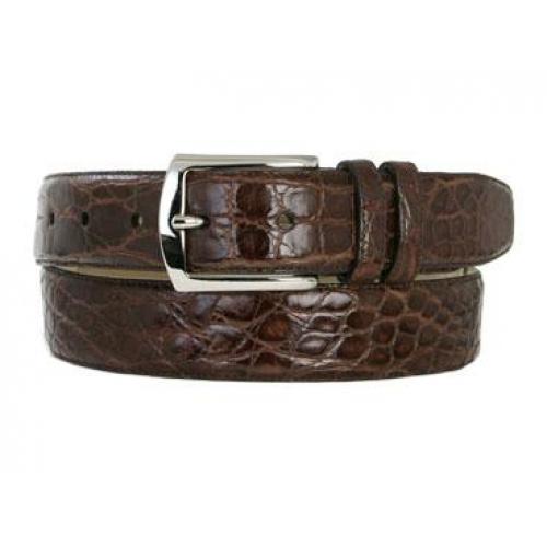 Mezlan "AO7367" Medium Brown All-Over Genuine Crocodile Skin Belt